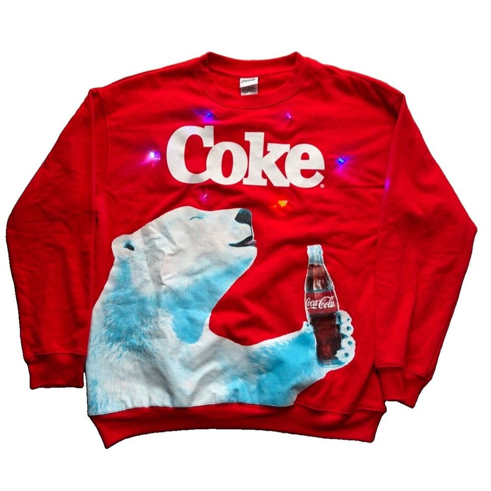 Coca Cola Bear Crewneck Sweatshirt Lights Up Size Large